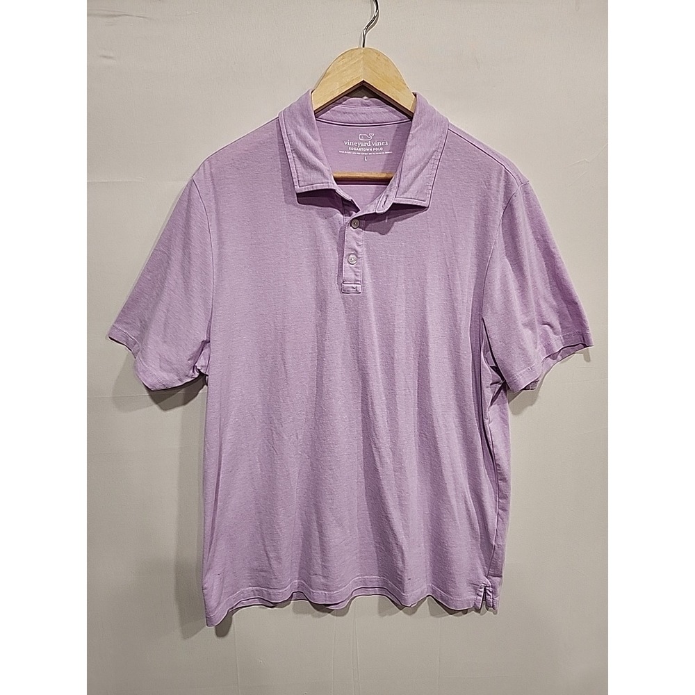 Vineyard Vines‎ Edgartown Polo Shirt Mens L Lavender Short Sleeve Cotton Blend